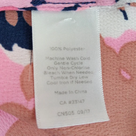 Talbots Floral Top Women Size 1X Multicolor Button Up Back Long Bell Sleeves - Picture 8 of 11